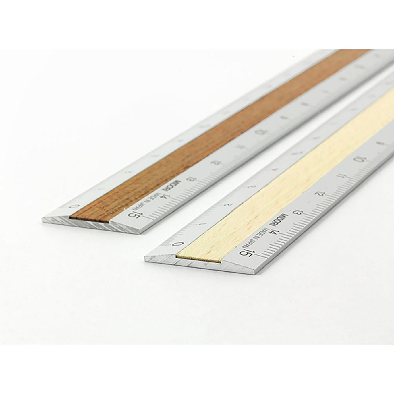 Aluminum & Wood Ruler 15cm Light Brown