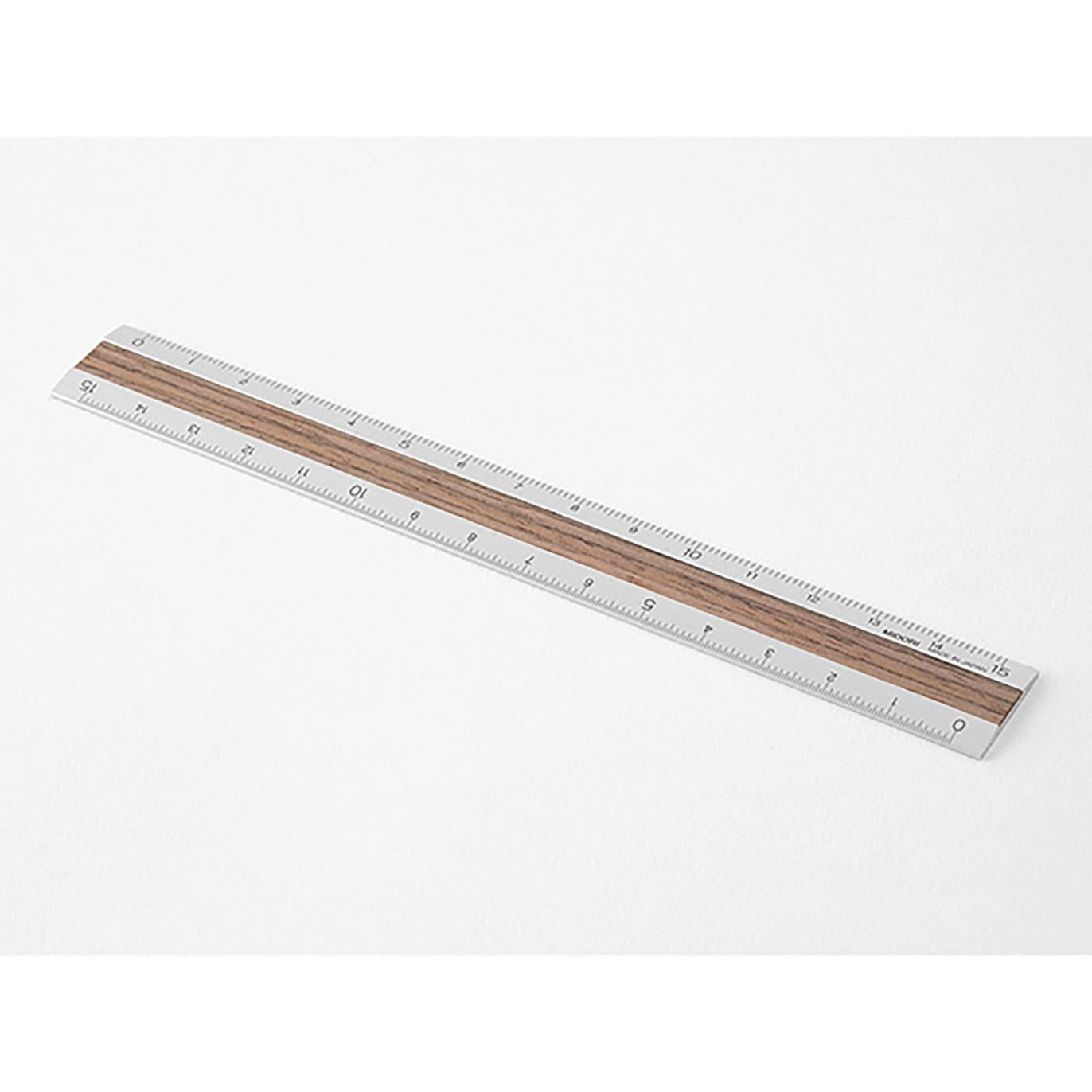 Aluminum & Wood Ruler 15cm Dark Brown A
