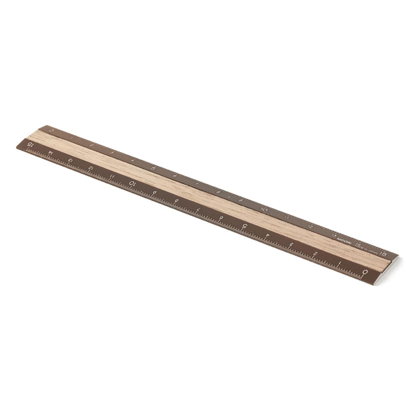 Aluminum Wooden Ruler (15cm) Brown