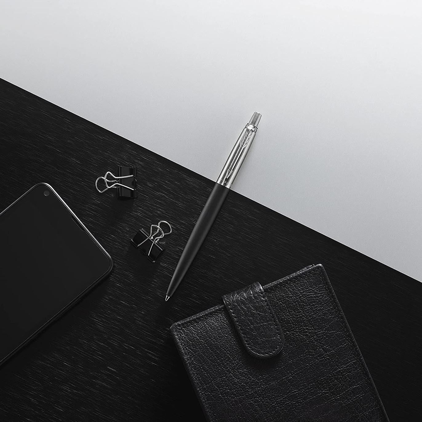 Parker Jotter Core Bond Street Black Chrome Colour Trim Ballpoint