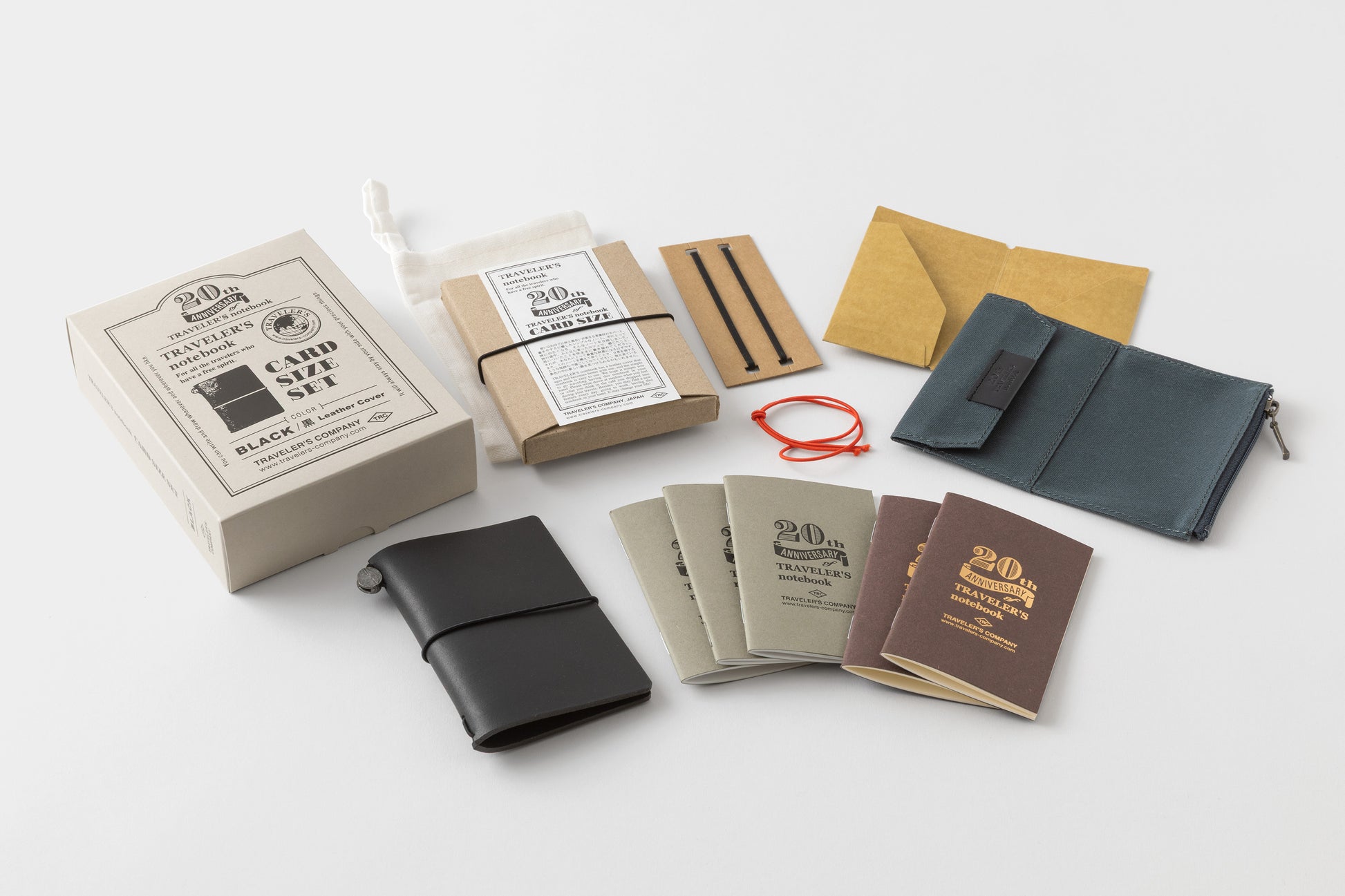 TRAVELER'S COMPANY Traveler's Notebook Card Size 20th Anniversary Set Black
