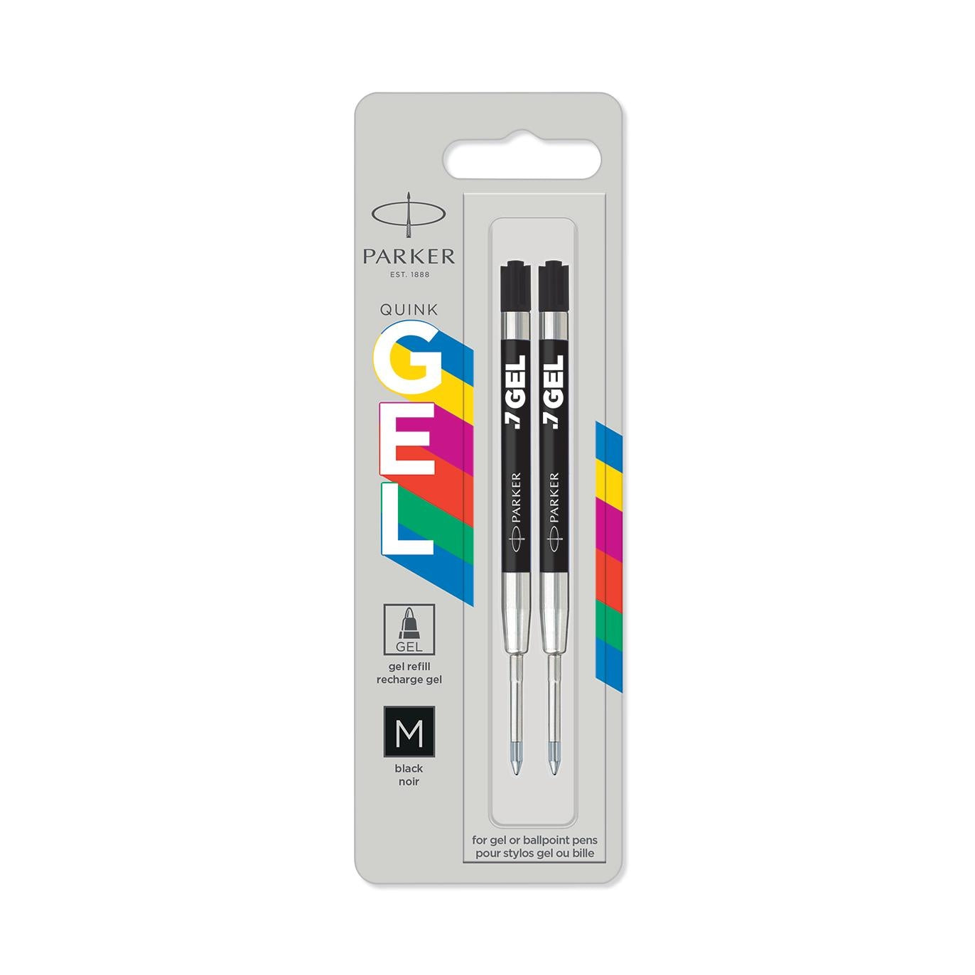 Parker Originals Gel refill, medium tip 0.7 mm, black ink, blister of 2