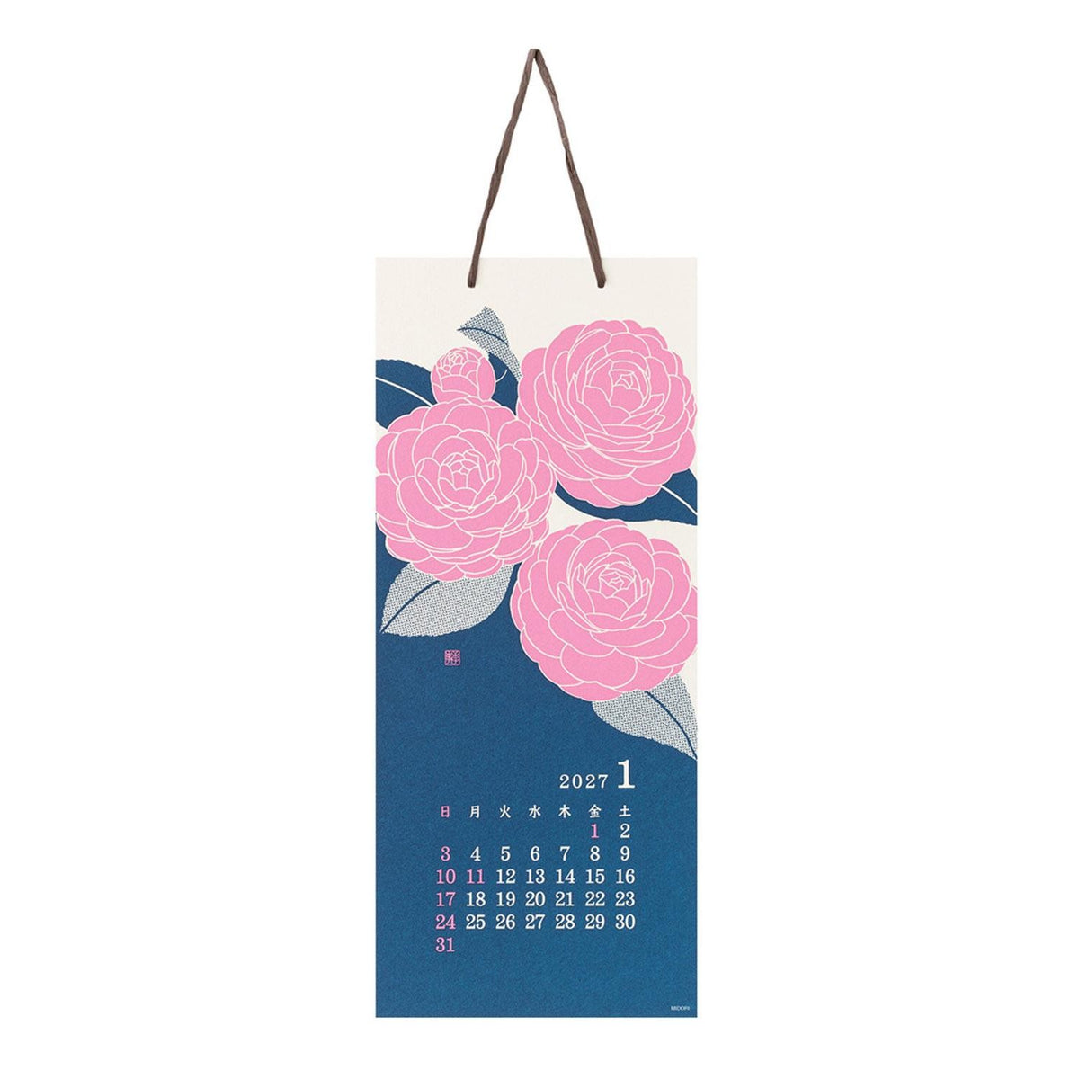 MIDORI Calendar Wall-Hanging Echizen Washi L Flower 2027