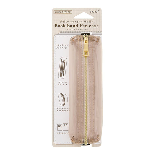 Book Band Pen Case (B6 - A5) Clear-Sepia