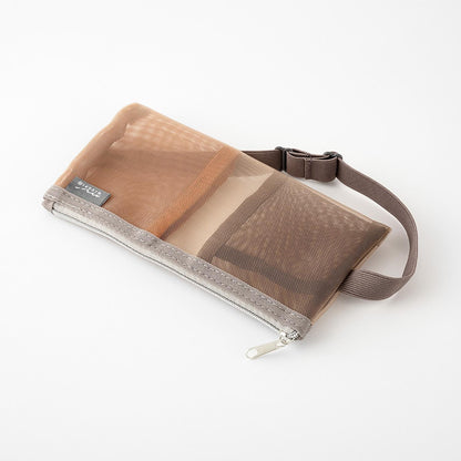 Book Band Pen Case for B6/A5 Mesh Brown