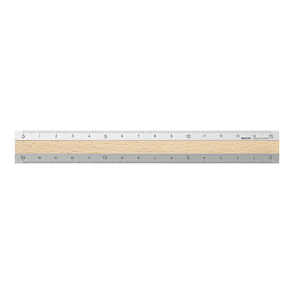 Aluminum & Wood Ruler 15cm Light Brown