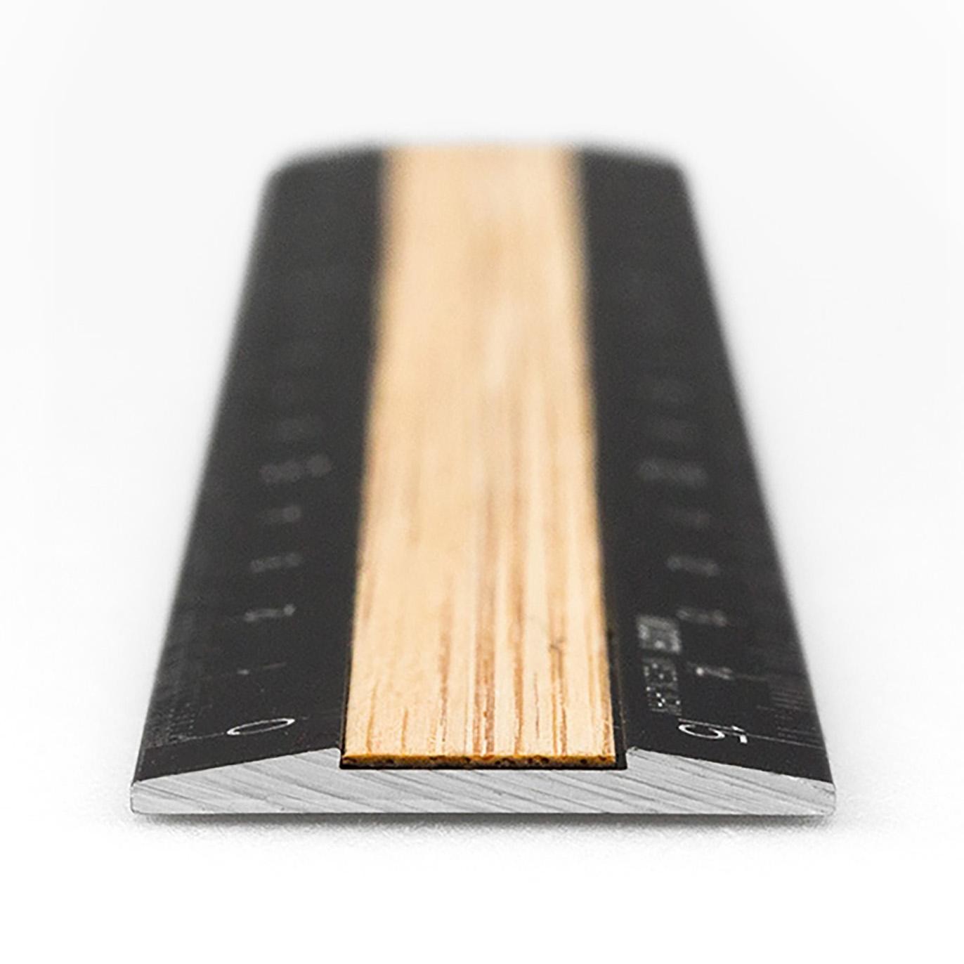 Aluminum & Wood Ruler 15cm Black