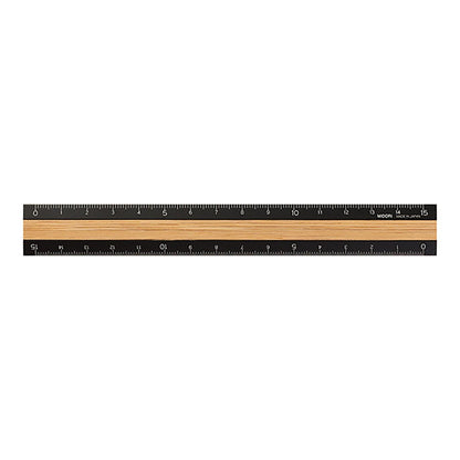 Aluminum & Wood Ruler 15cm Black