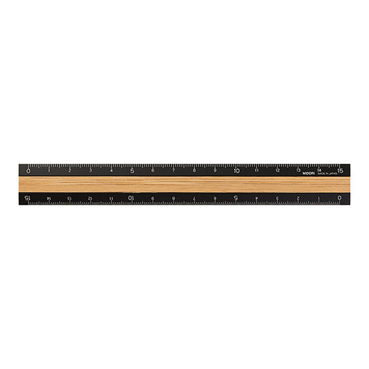 Aluminum & Wood Ruler 15cm Black