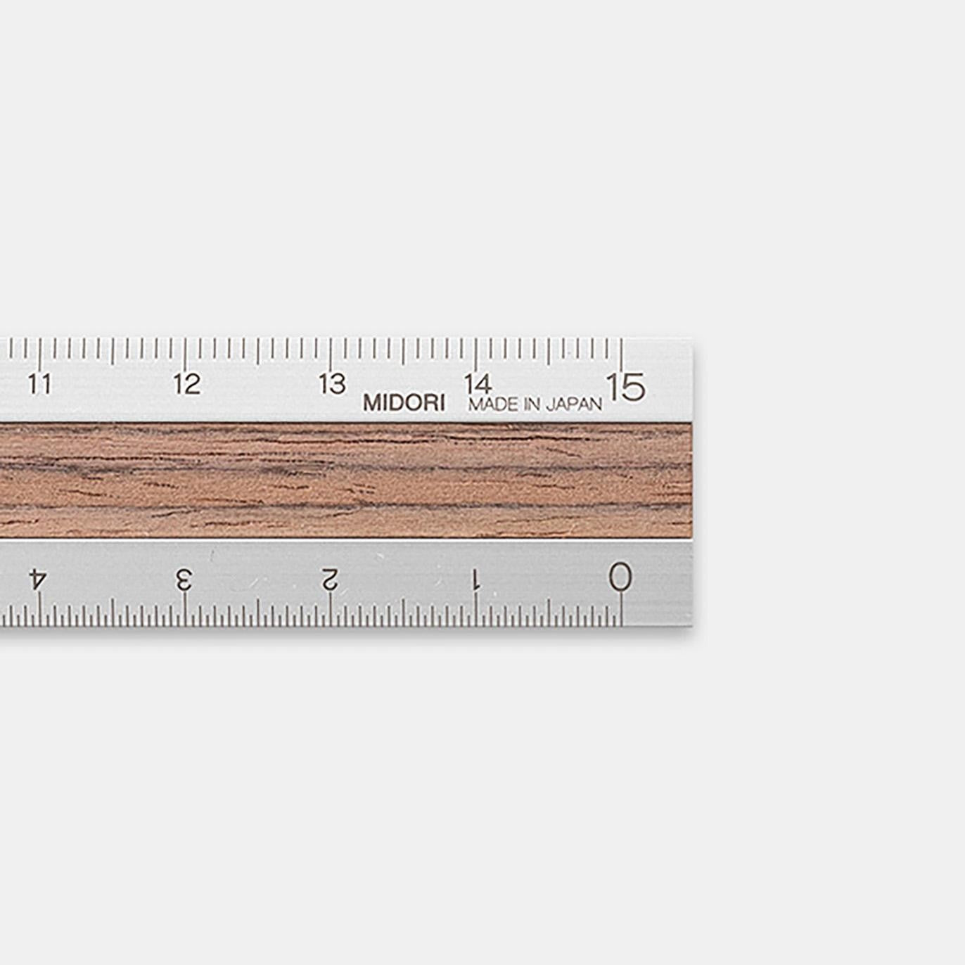 Aluminum & Wood Ruler 15cm Dark Brown A