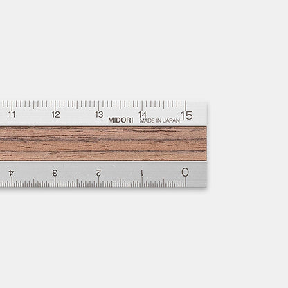 Aluminum & Wood Ruler 15cm Dark Brown A