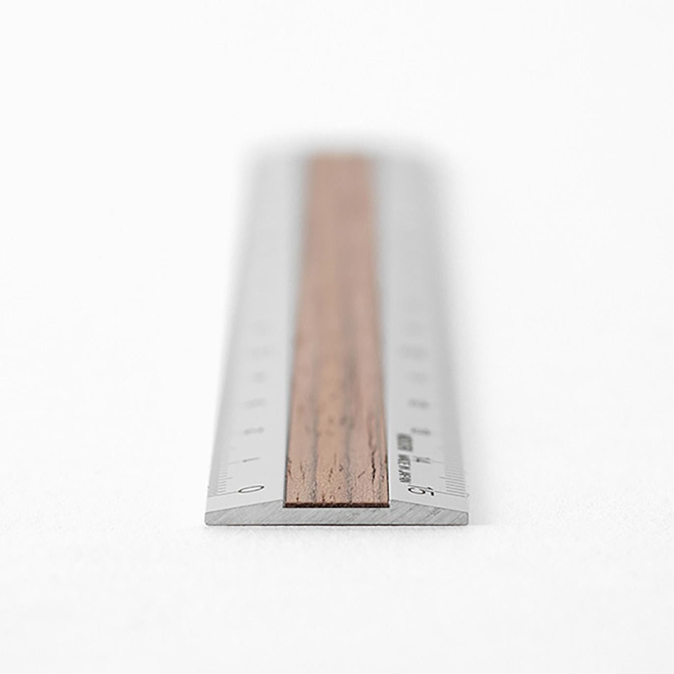 Aluminum & Wood Ruler 15cm Dark Brown A