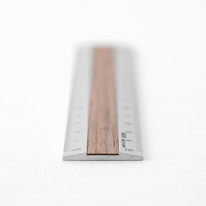 Aluminum & Wood Ruler 15cm Dark Brown A