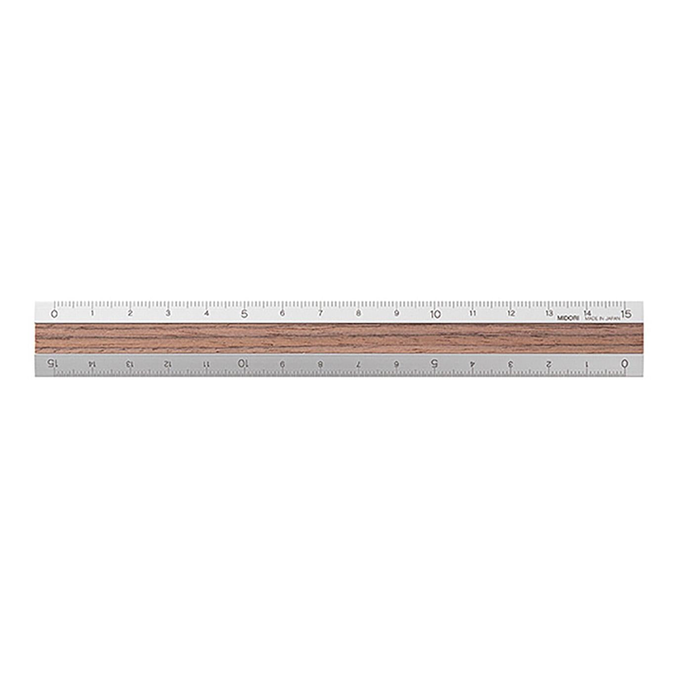 Aluminum & Wood Ruler 15cm Dark Brown A