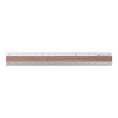 Aluminum & Wood Ruler 15cm Dark Brown A