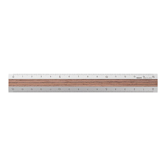 Aluminum & Wood Ruler 15cm Dark Brown A
