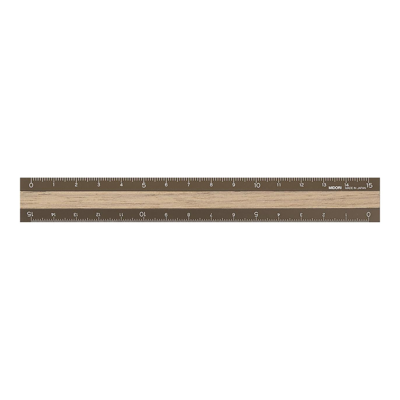 Aluminum Wooden Ruler (15cm) Brown