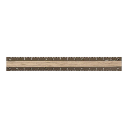 Aluminum Wooden Ruler (15cm) Brown