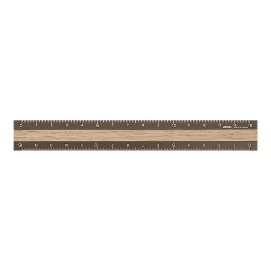 Aluminum Wooden Ruler (15cm) Brown