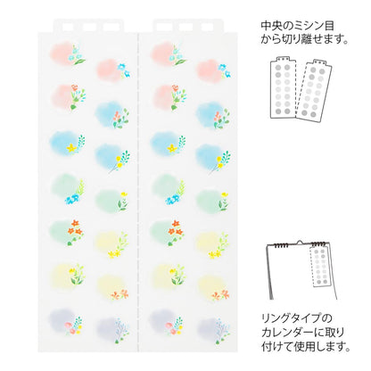 MIDORI Sticker 2602 Calendar (L) Flowers