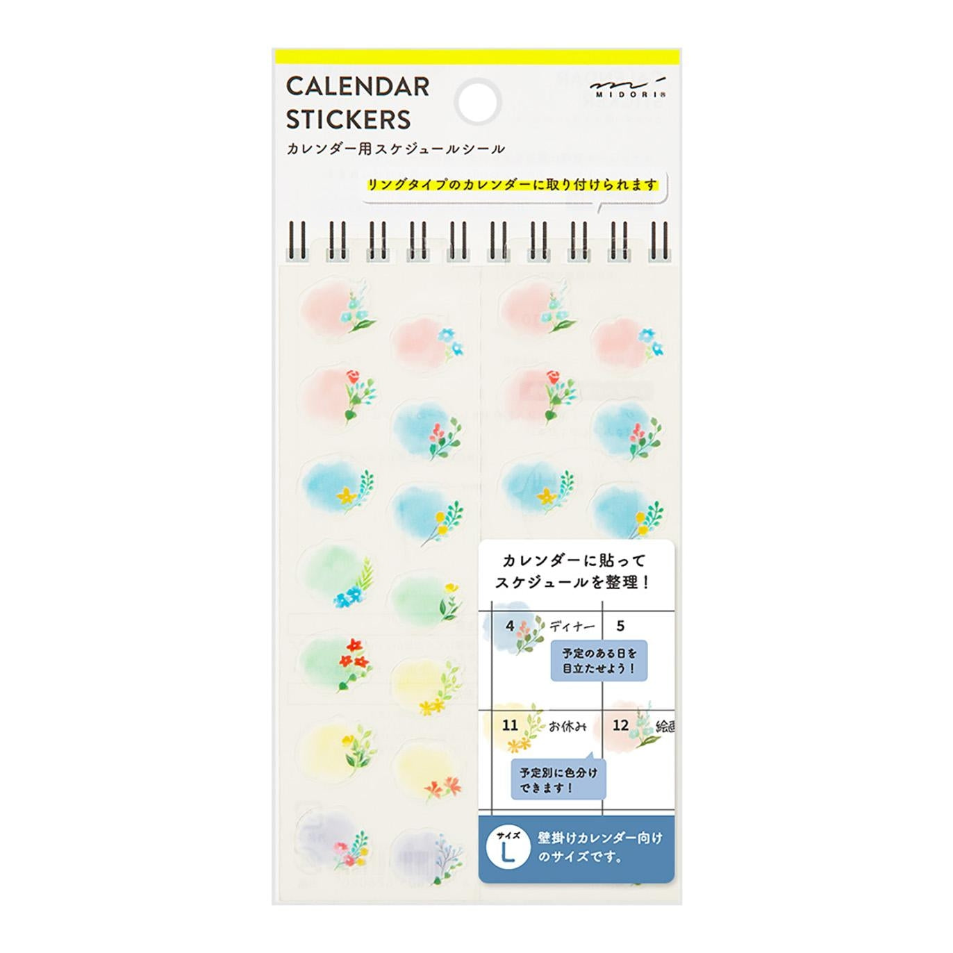 MIDORI Sticker 2602 Calendar (L) Flowers