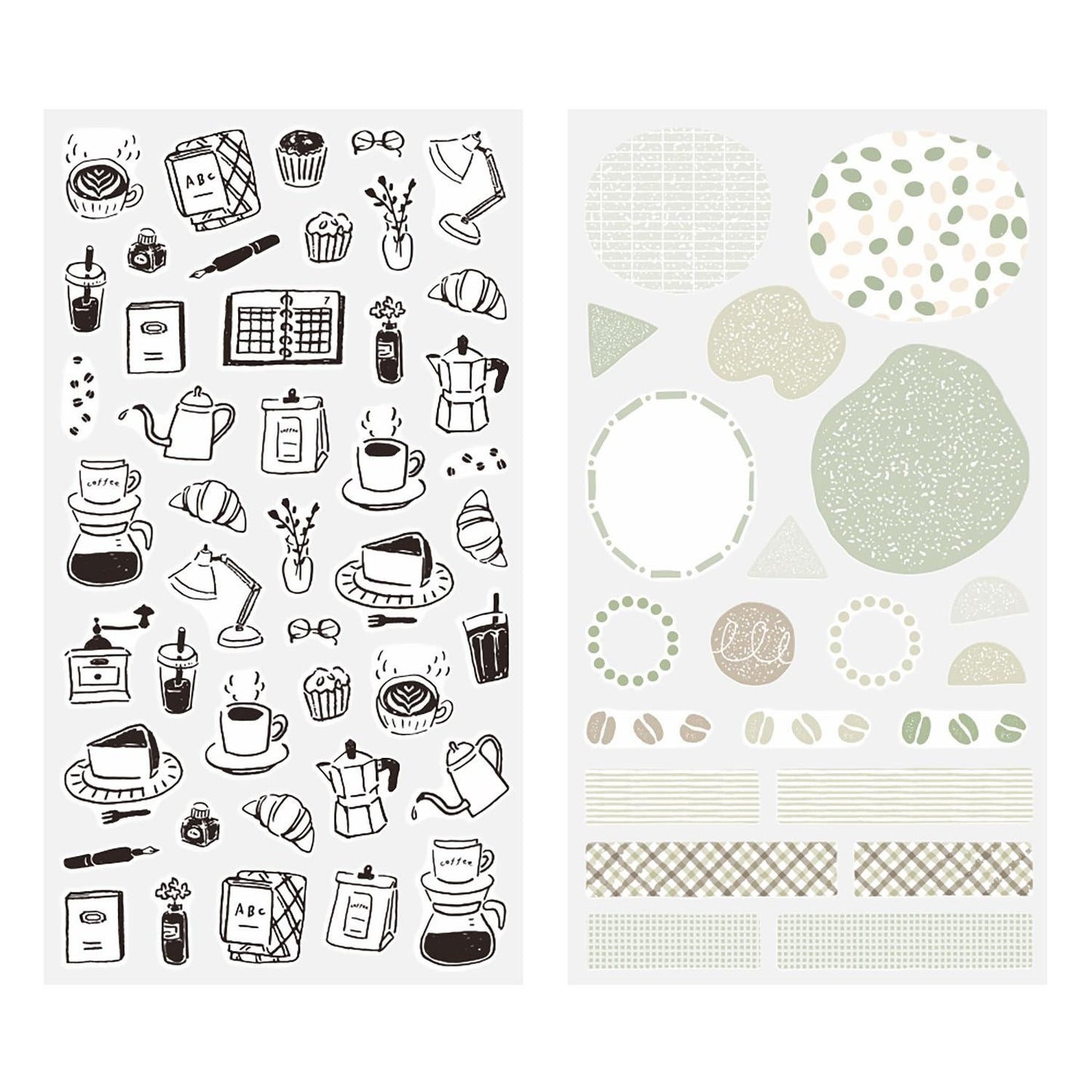 MIDORI Sticker 2641 Two Sheets Monotone Café