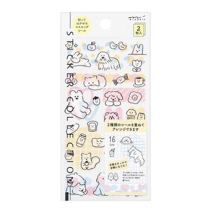 MIDORI Sticker 2644 Two Sheets Cute Motif