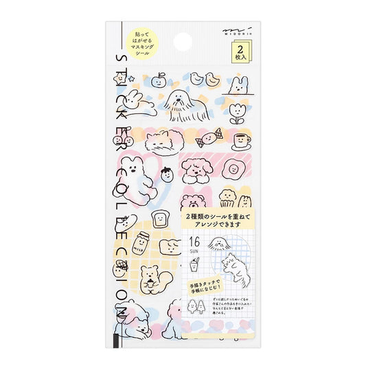 MIDORI Sticker 2644 Two Sheets Cute Motif