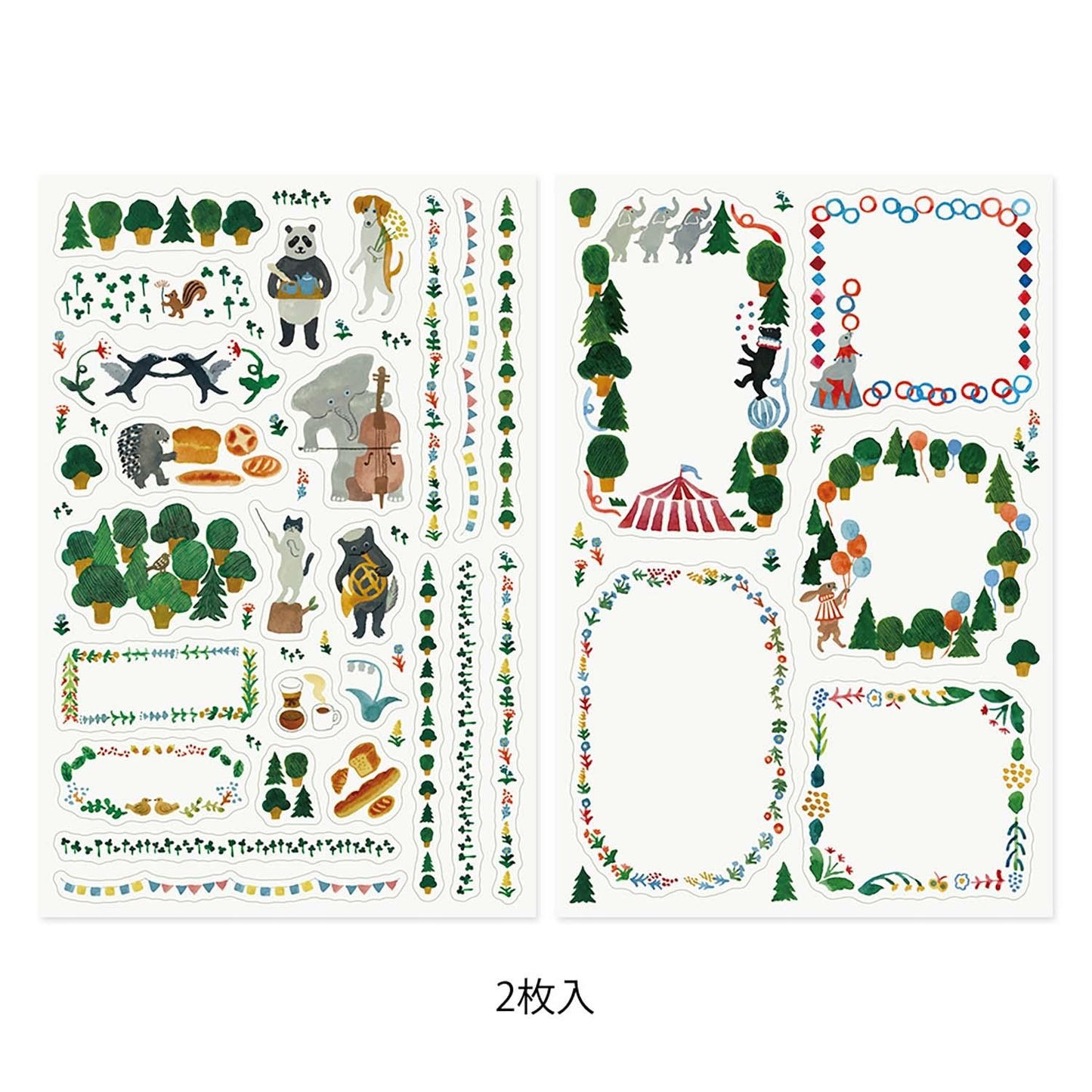 Yuru Log Sticker 2 Sheets Forest Animal