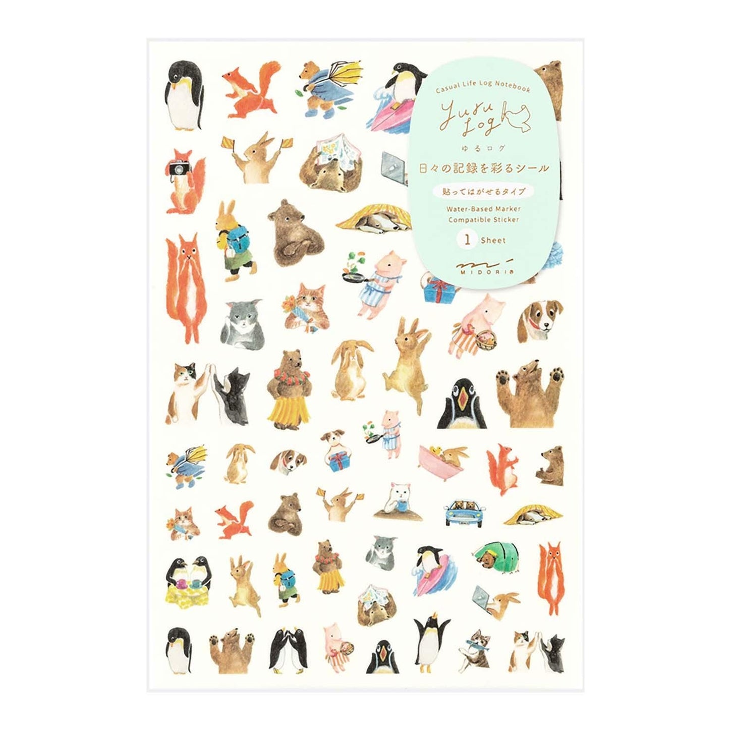 Yuru Log Sticker 1 Sheet Animal