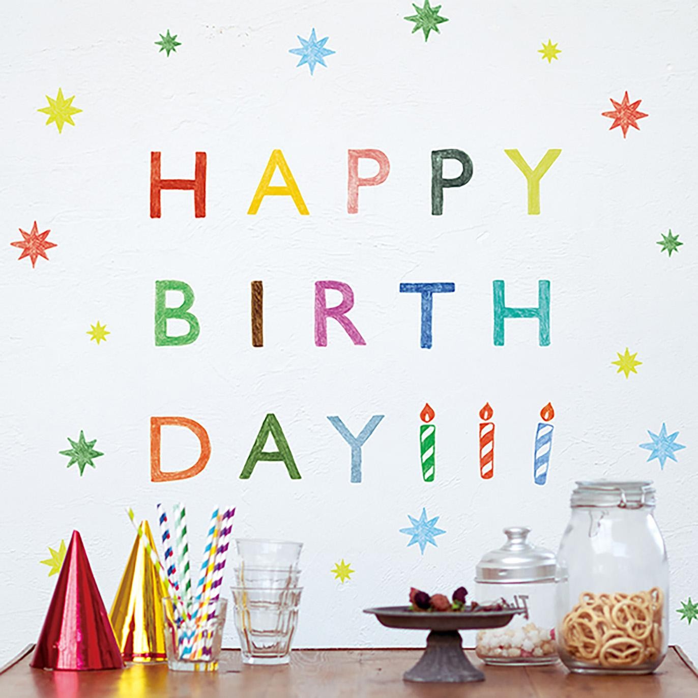 MIDORI Electrostatic Wall Sticker Birthday Color