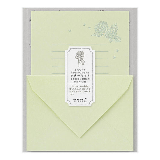 Letter Set 931 Original Floral-Colored Washi Paper Green A