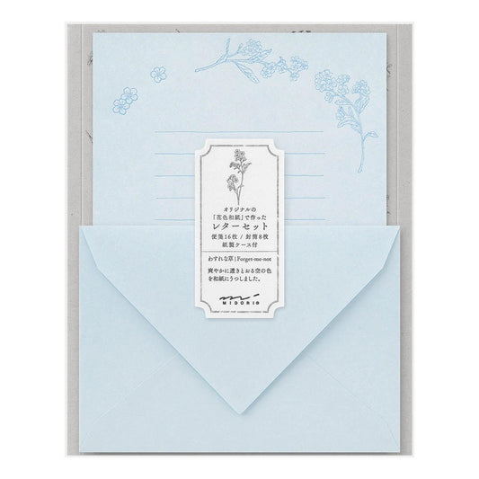 Letter Set 932 Original Floral-Colored Washi Paper Blue A