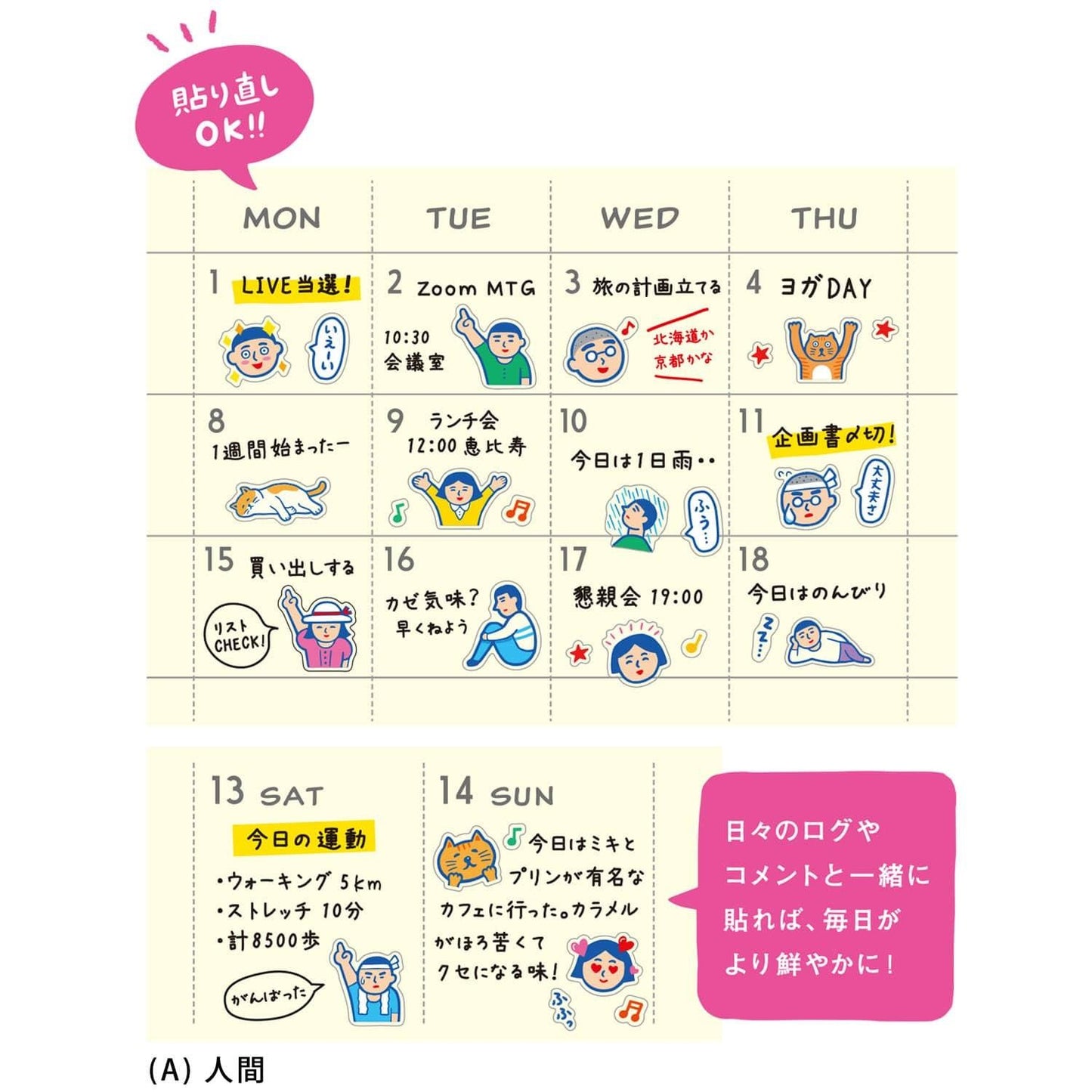 NEW RETRO Diary Stickers / A / Humans