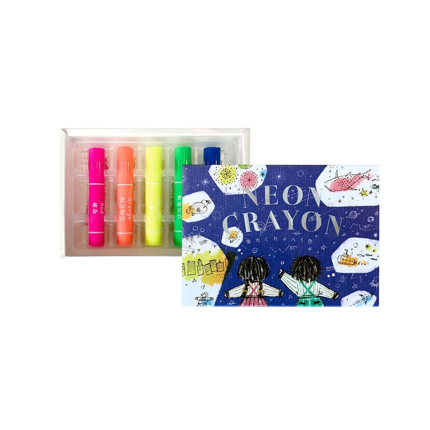 Fluorescent Crayon Set of 5 Colors