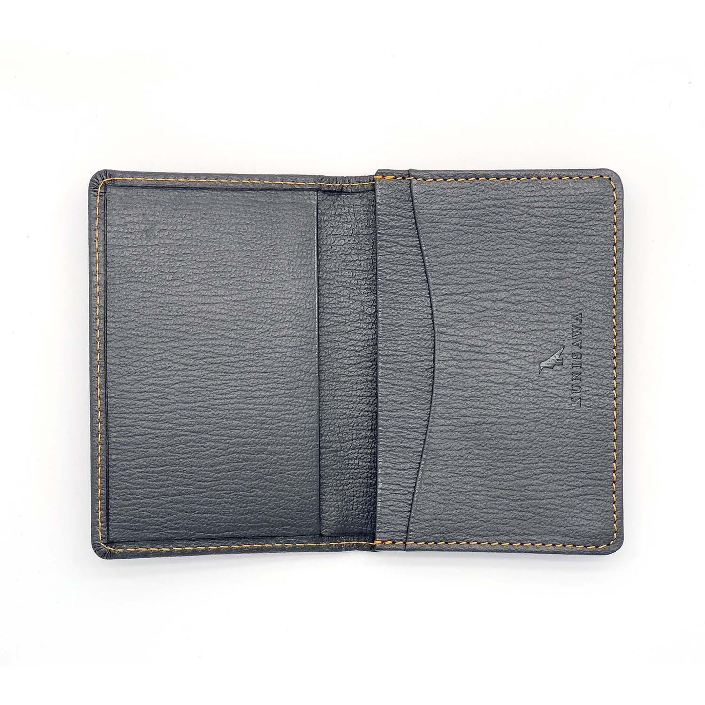 LEATHER FIND CARD CASE GOAT SHRINK LEATHER CUSTOM GREY