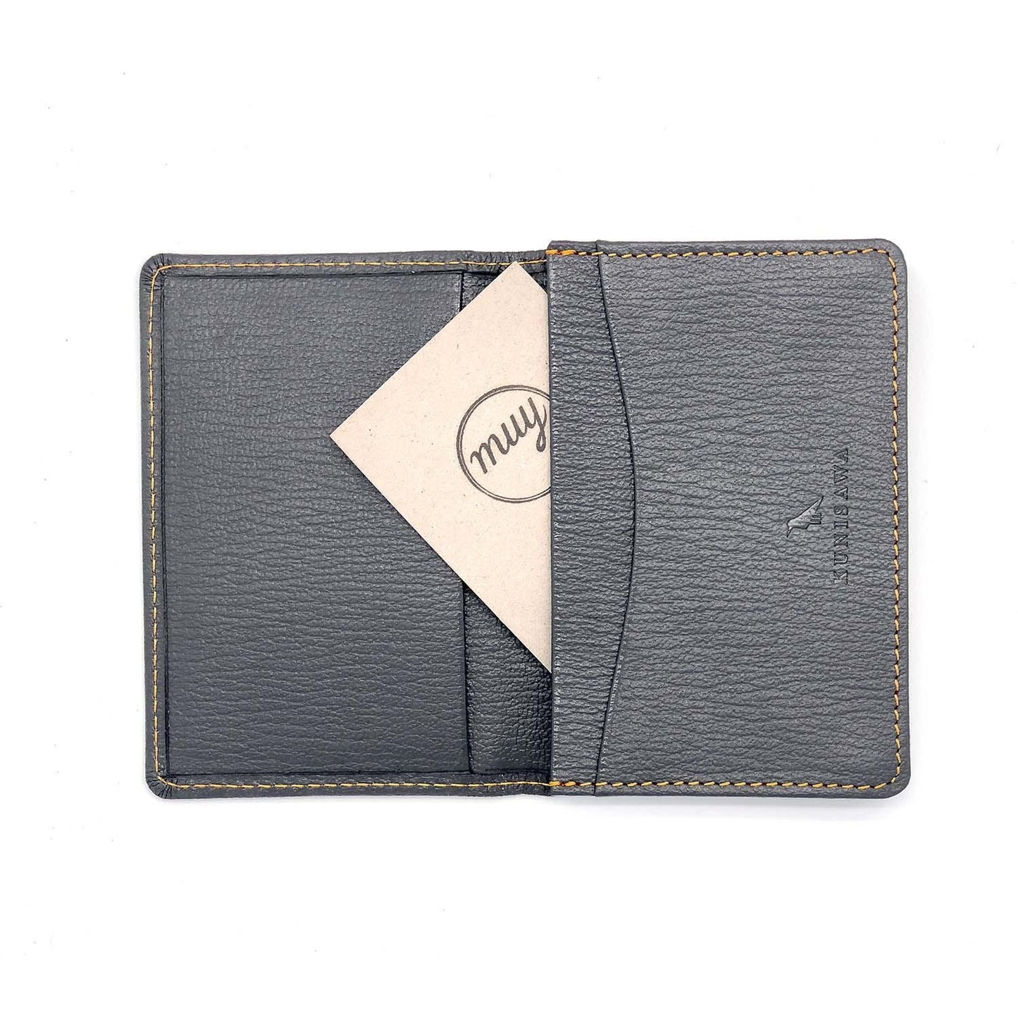 LEATHER FIND CARD CASE GOAT SHRINK LEATHER CUSTOM GREY