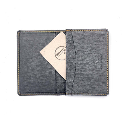 LEATHER FIND CARD CASE GOAT SHRINK LEATHER CUSTOM GREY