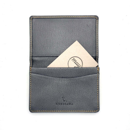 LEATHER FIND CARD CASE GOAT SHRINK LEATHER CUSTOM GREY