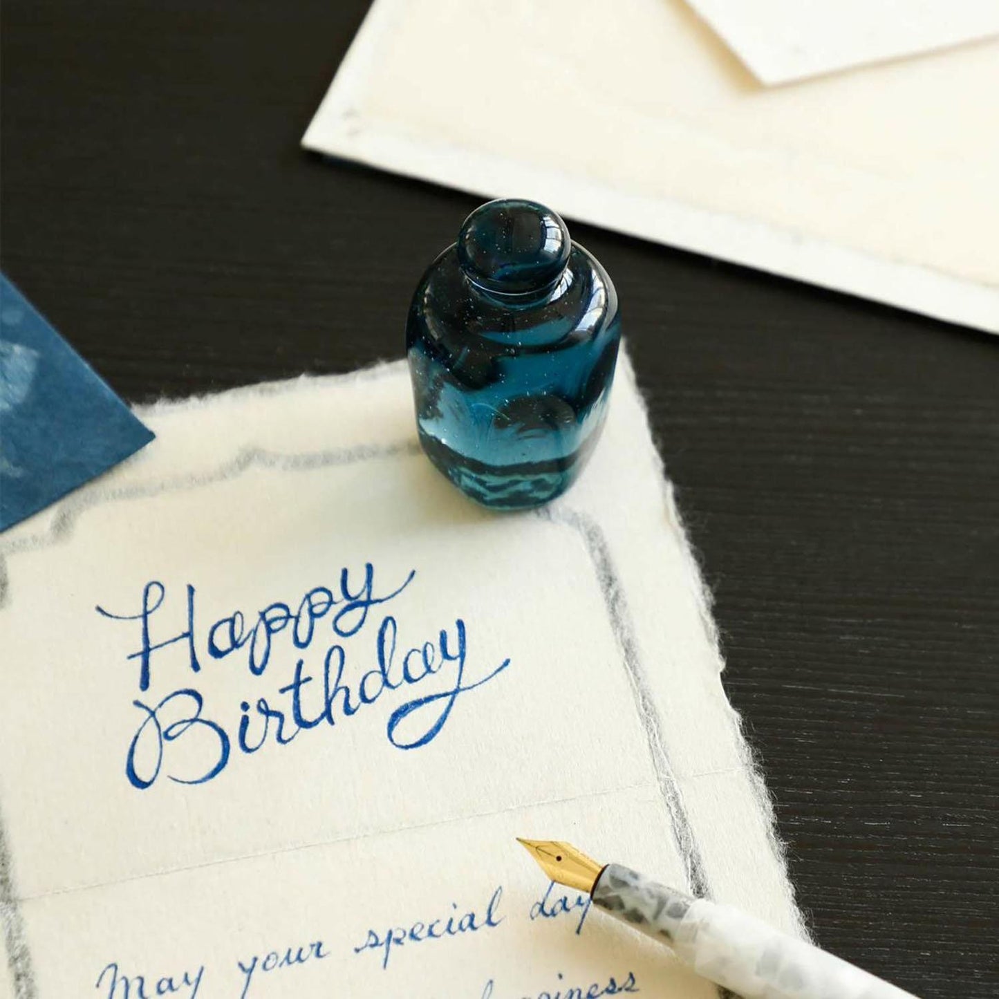 Recycled Glass Paper Weight soda bottle Blue