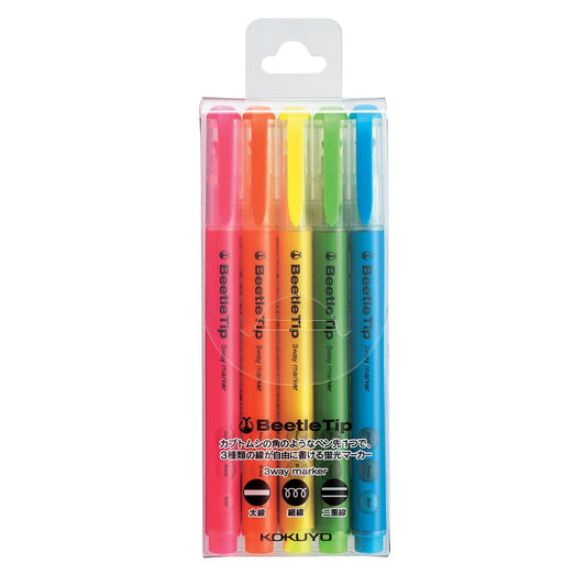 Beetle Tip 3 Way Marking Pen 5 color set